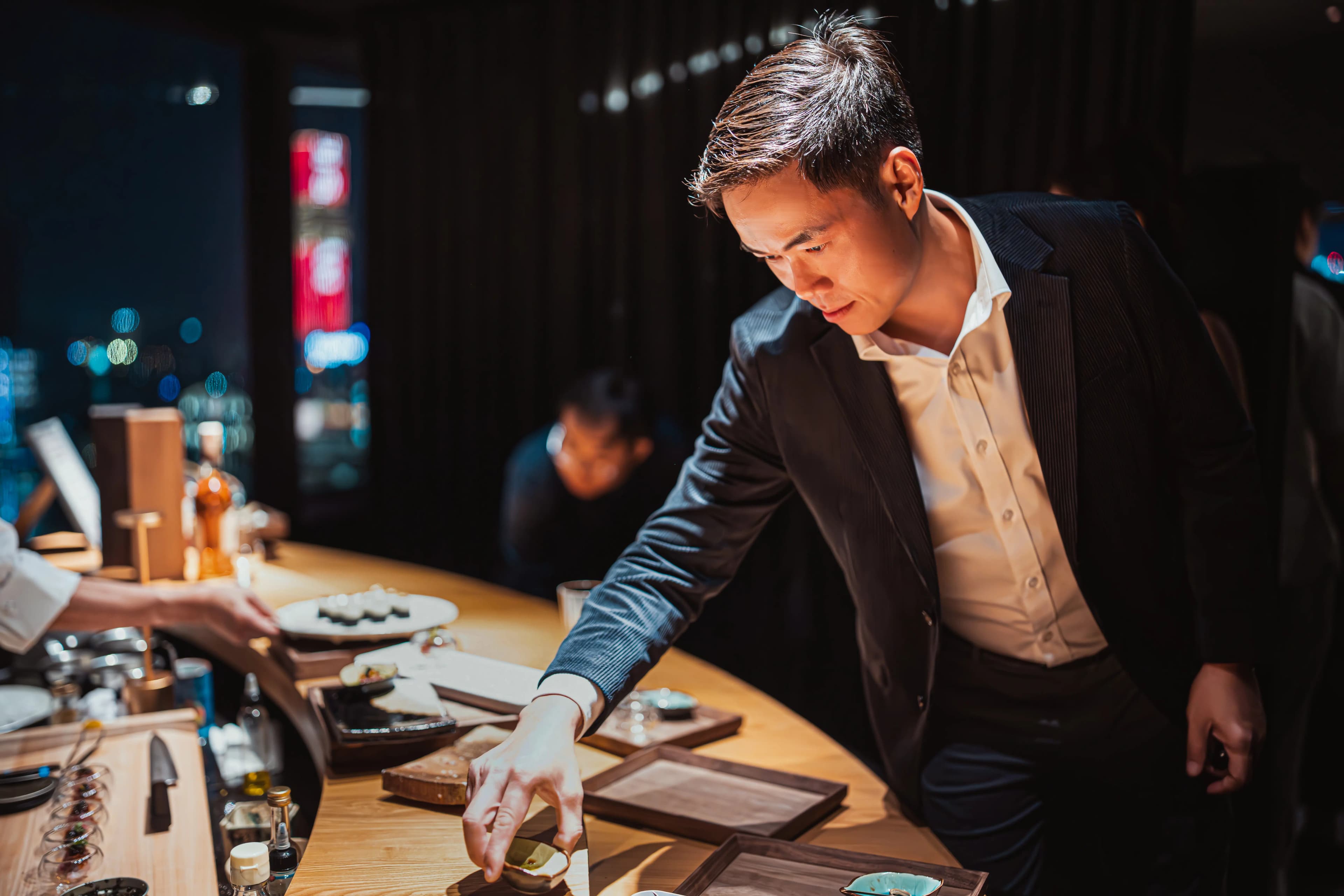 Tuna cubes topped with osetra caviar
